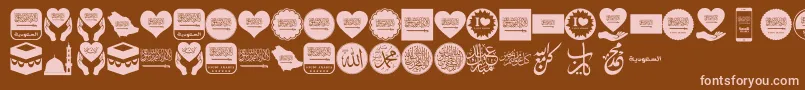 Color Saudi Arabia-fontti – vaaleanpunaiset fontit ruskealla taustalla