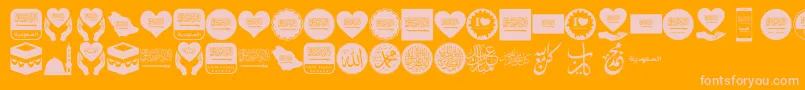 Fonte Color Saudi Arabia – fontes rosa em um fundo laranja