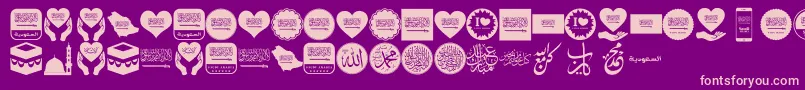 Czcionka Color Saudi Arabia – różowe czcionki na fioletowym tle