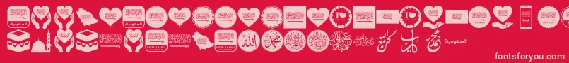 Color Saudi Arabia-fontti – vaaleanpunaiset fontit punaisella taustalla
