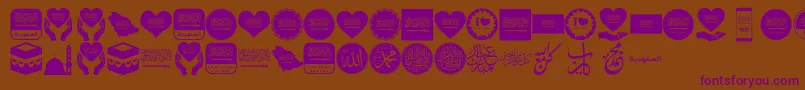 Czcionka Color Saudi Arabia – fioletowe czcionki na brązowym tle