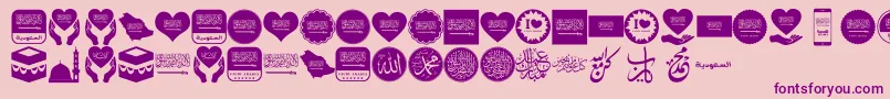 Czcionka Color Saudi Arabia – fioletowe czcionki na różowym tle