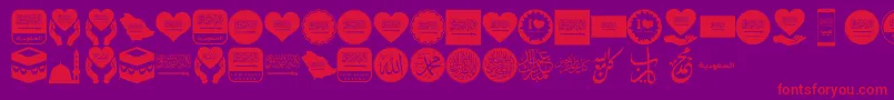 Color Saudi Arabia-Schriftart – Rote Schriften auf violettem Hintergrund