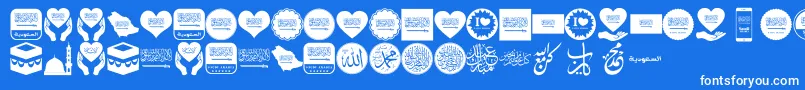 Color Saudi Arabia-Schriftart – Weiße Schriften auf blauem Hintergrund