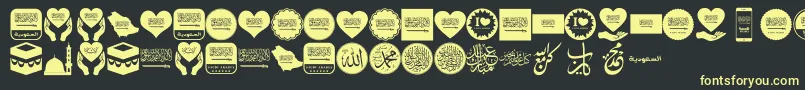 Color Saudi Arabia-fontti – keltaiset fontit mustalla taustalla