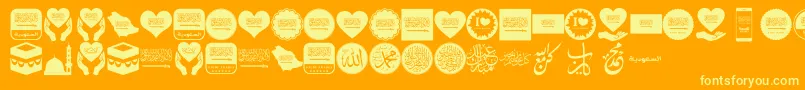 Czcionka Color Saudi Arabia – żółte czcionki na pomarańczowym tle