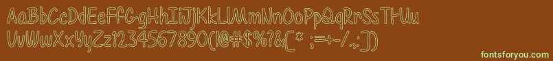 フォントColor Time   – 緑色の文字が茶色の背景にあります。