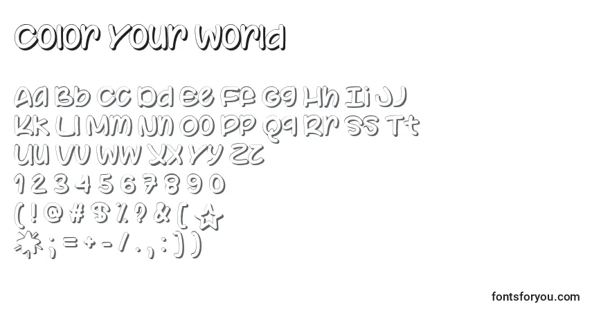 Schriftart Color Your World   (123726) – Alphabet, Zahlen, spezielle Symbole