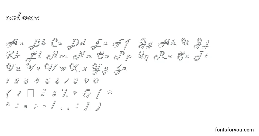 Schriftart Colour (123727) – Alphabet, Zahlen, spezielle Symbole