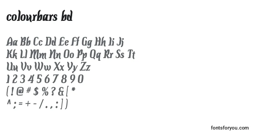 A fonte Colourbars bd – alfabeto, números, caracteres especiais