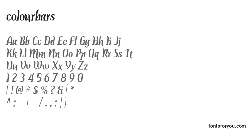 A fonte Colourbars (123729) – alfabeto, números, caracteres especiais