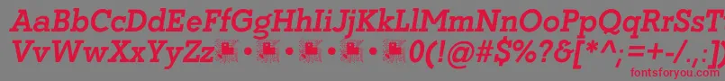 Coltan Gea BoldItalic demo FFP Font – Red Fonts on Gray Background