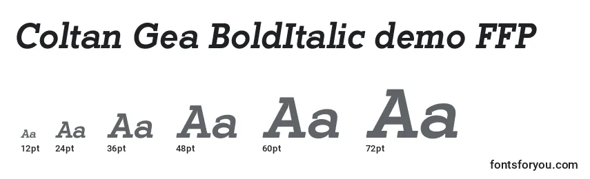 Größen der Schriftart Coltan Gea BoldItalic demo FFP