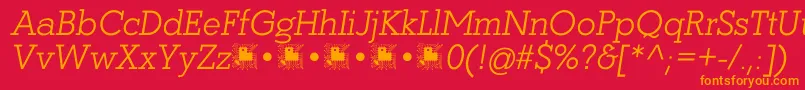 Coltan Gea LightItalic demo FFP Font – Orange Fonts on Red Background