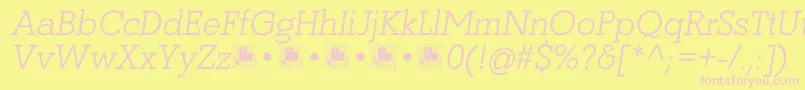 Coltan Gea LightItalic demo FFP-fontti – vaaleanpunaiset fontit keltaisella taustalla
