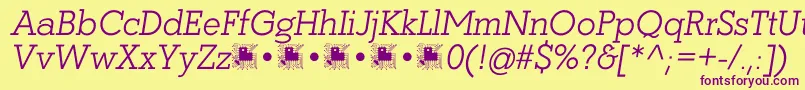 Coltan Gea LightItalic demo FFP Font – Purple Fonts on Yellow Background