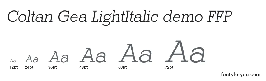 Coltan Gea LightItalic demo FFP Font Sizes