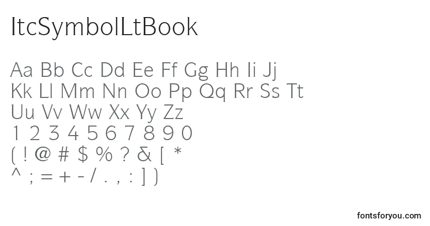 Czcionka ItcSymbolLtBook – alfabet, cyfry, specjalne znaki