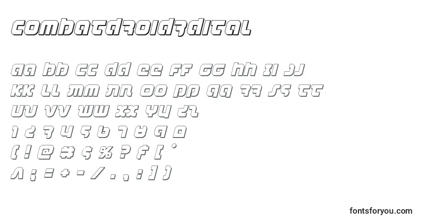 A fonte Combatdroid3dital (123742) – alfabeto, números, caracteres especiais