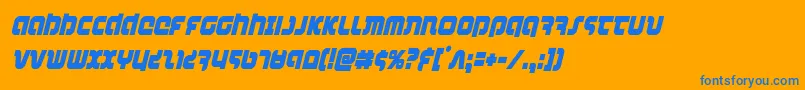 combatdroidcondital-Schriftart – Blaue Schriften auf orangefarbenem Hintergrund