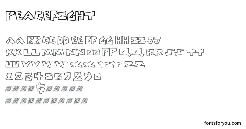Peacefightフォント–アルファベット、数字、特殊文字