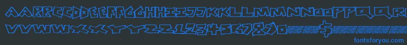 Peacefight-Schriftart – Blaue Schriften auf schwarzem Hintergrund