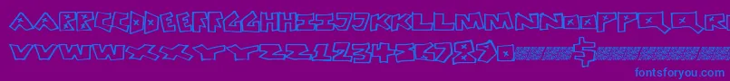 フォントPeacefight – 紫色の背景に青い文字