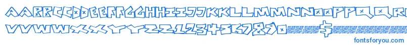 フォントPeacefight – 白い背景に青い文字