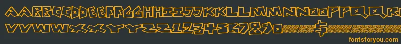 Peacefight-Schriftart – Orangefarbene Schriften auf schwarzem Hintergrund