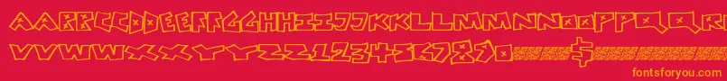 Peacefight-Schriftart – Orangefarbene Schriften auf rotem Hintergrund