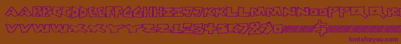 フォントPeacefight – 紫色のフォント、茶色の背景