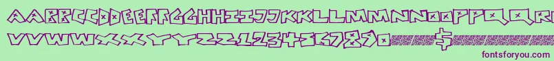 フォントPeacefight – 緑の背景に紫のフォント
