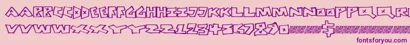Peacefight-Schriftart – Violette Schriften auf rosa Hintergrund
