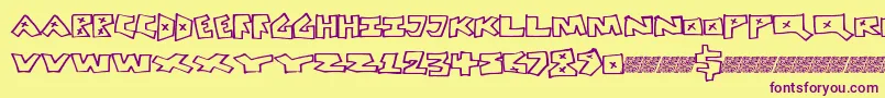 Шрифт Peacefight – фиолетовые шрифты на жёлтом фоне