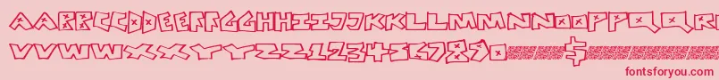 Peacefight-Schriftart – Rote Schriften auf rosa Hintergrund