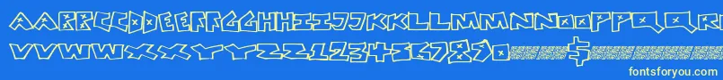 Peacefight-fontti – keltaiset fontit sinisellä taustalla