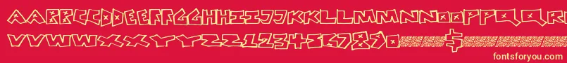 フォントPeacefight – 黄色の文字、赤い背景