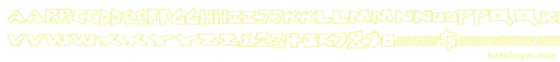 フォントPeacefight – 白い背景に黄色の文字