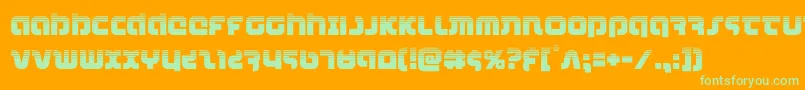 combatdroidhalf-Schriftart – Grüne Schriften auf orangefarbenem Hintergrund