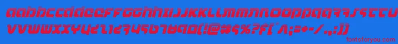 combatdroidhalfital-Schriftart – Rote Schriften auf blauem Hintergrund