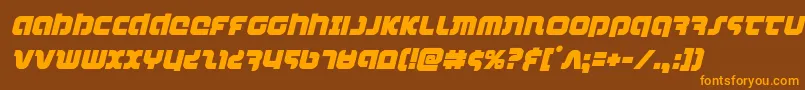 フォントcombatdroidital – オレンジ色の文字が茶色の背景にあります。