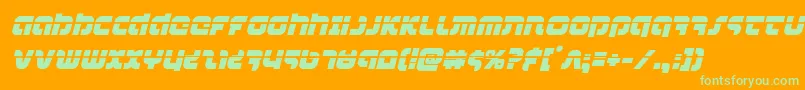 combatdroidlaserital-Schriftart – Grüne Schriften auf orangefarbenem Hintergrund