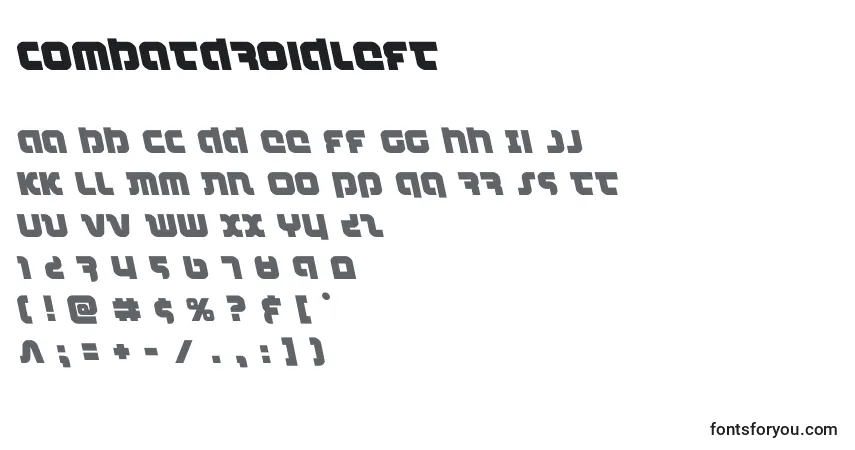 A fonte Combatdroidleft – alfabeto, números, caracteres especiais