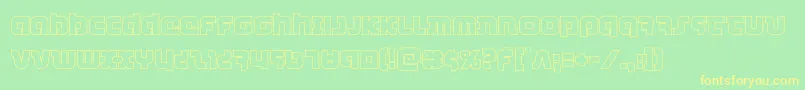 combatdroidout-Schriftart – Gelbe Schriften auf grünem Hintergrund