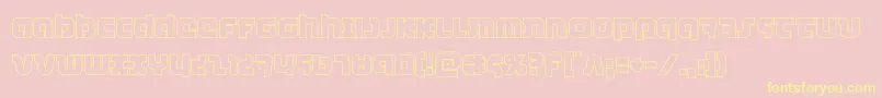 combatdroidout-fontti – keltaiset fontit vaaleanpunaisella taustalla