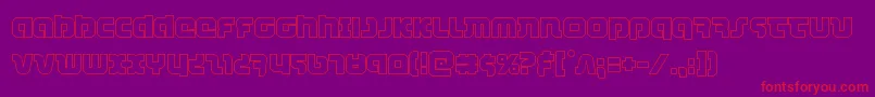 combatdroidout-Schriftart – Rote Schriften auf violettem Hintergrund