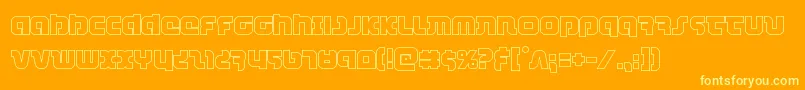 combatdroidout-Schriftart – Gelbe Schriften auf orangefarbenem Hintergrund