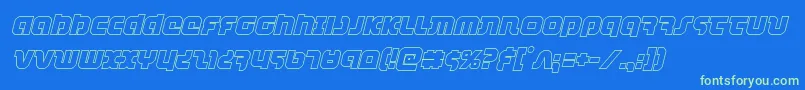 フォントcombatdroidoutital – 青い背景に緑のフォント