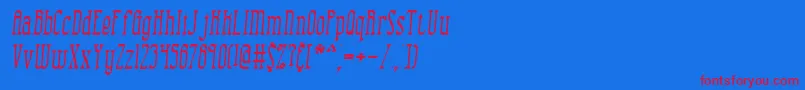 combusii-Schriftart – Rote Schriften auf blauem Hintergrund