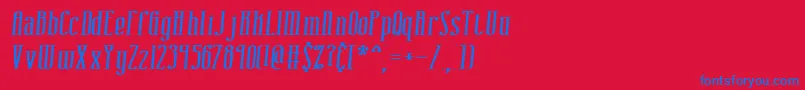 フォントcombusti – 赤い背景に青い文字